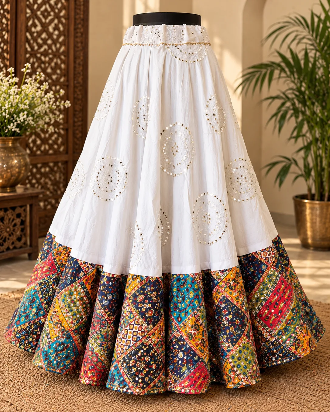 Ajrakh Mirror Work Ghagra Choli