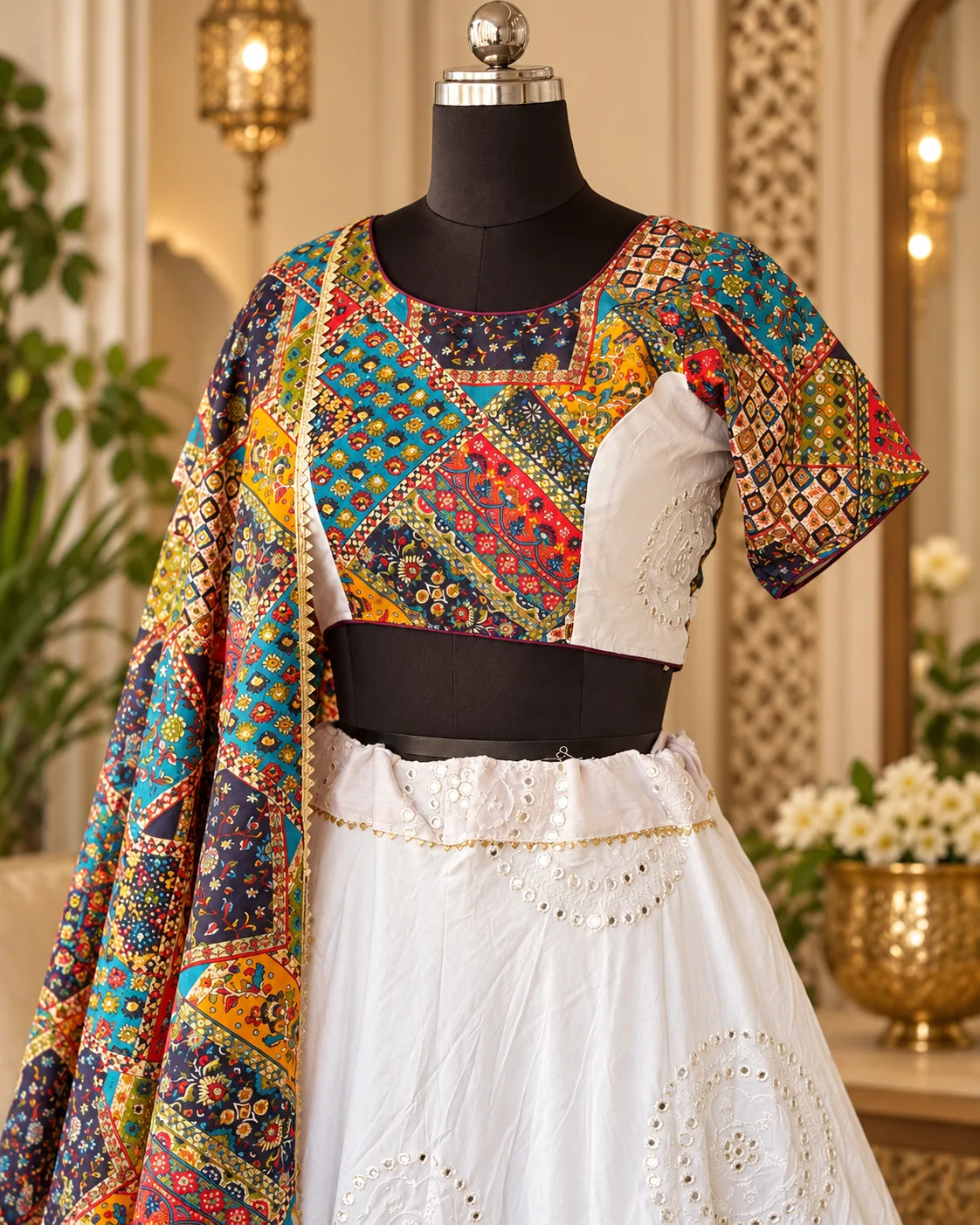 Ajrakh Mirror Work Ghagra Choli