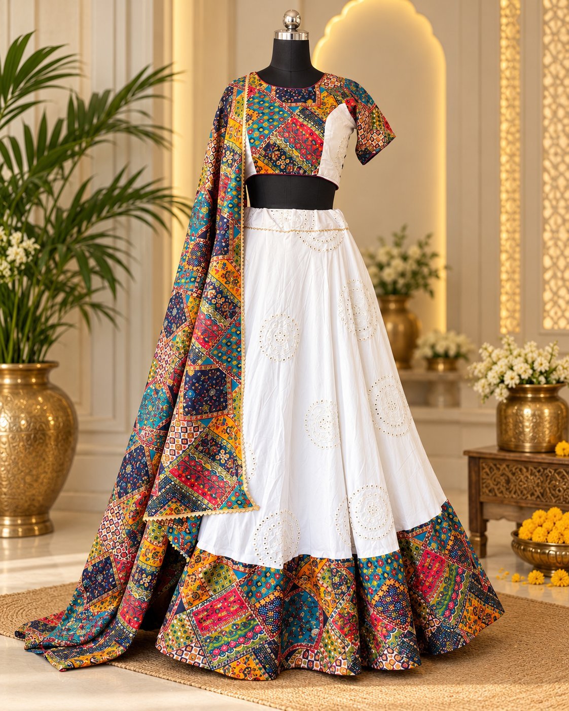 Ajrakh Mirror Work Ghagra Choli