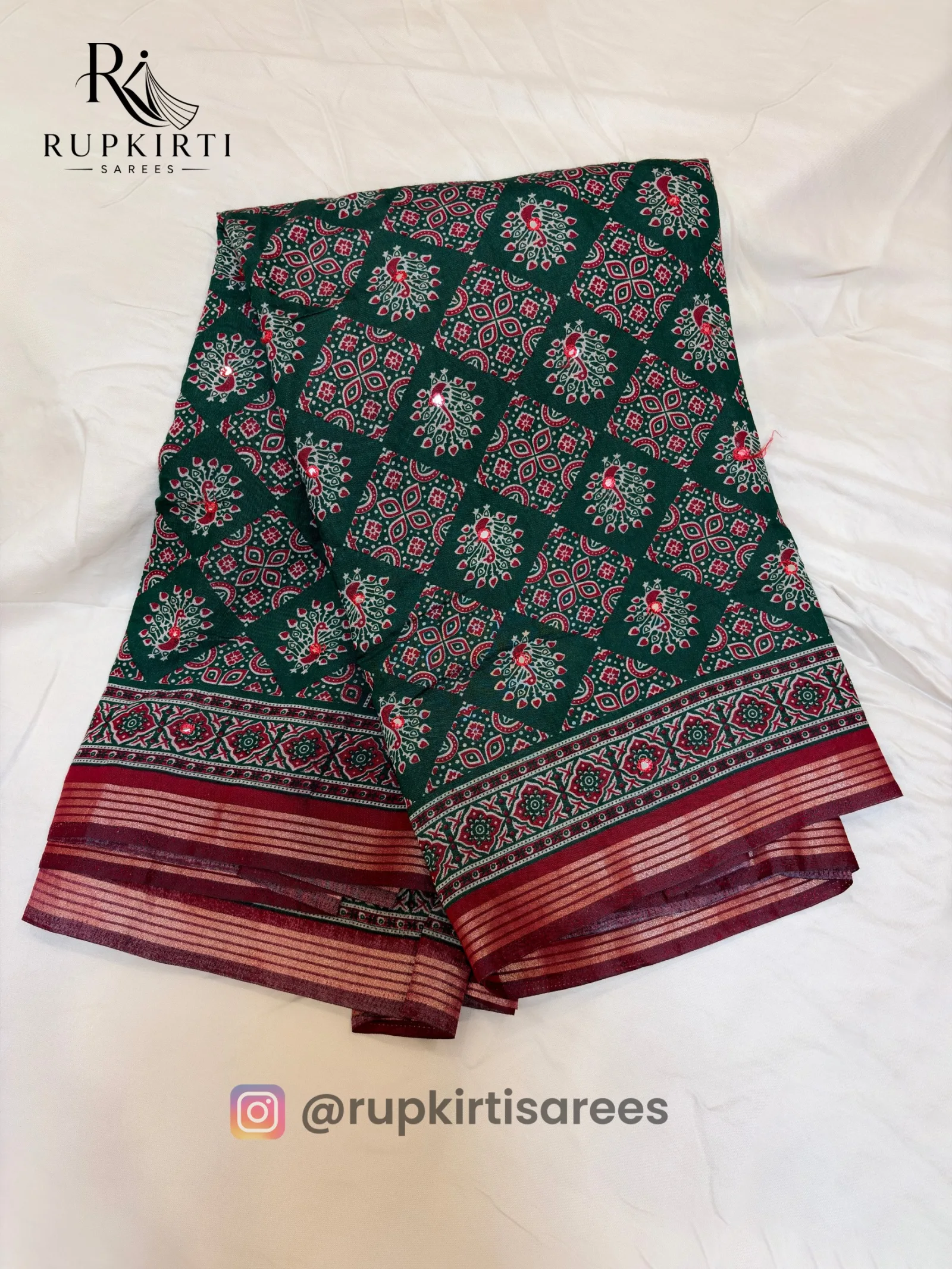 Ajrakh Mirror Work Saree