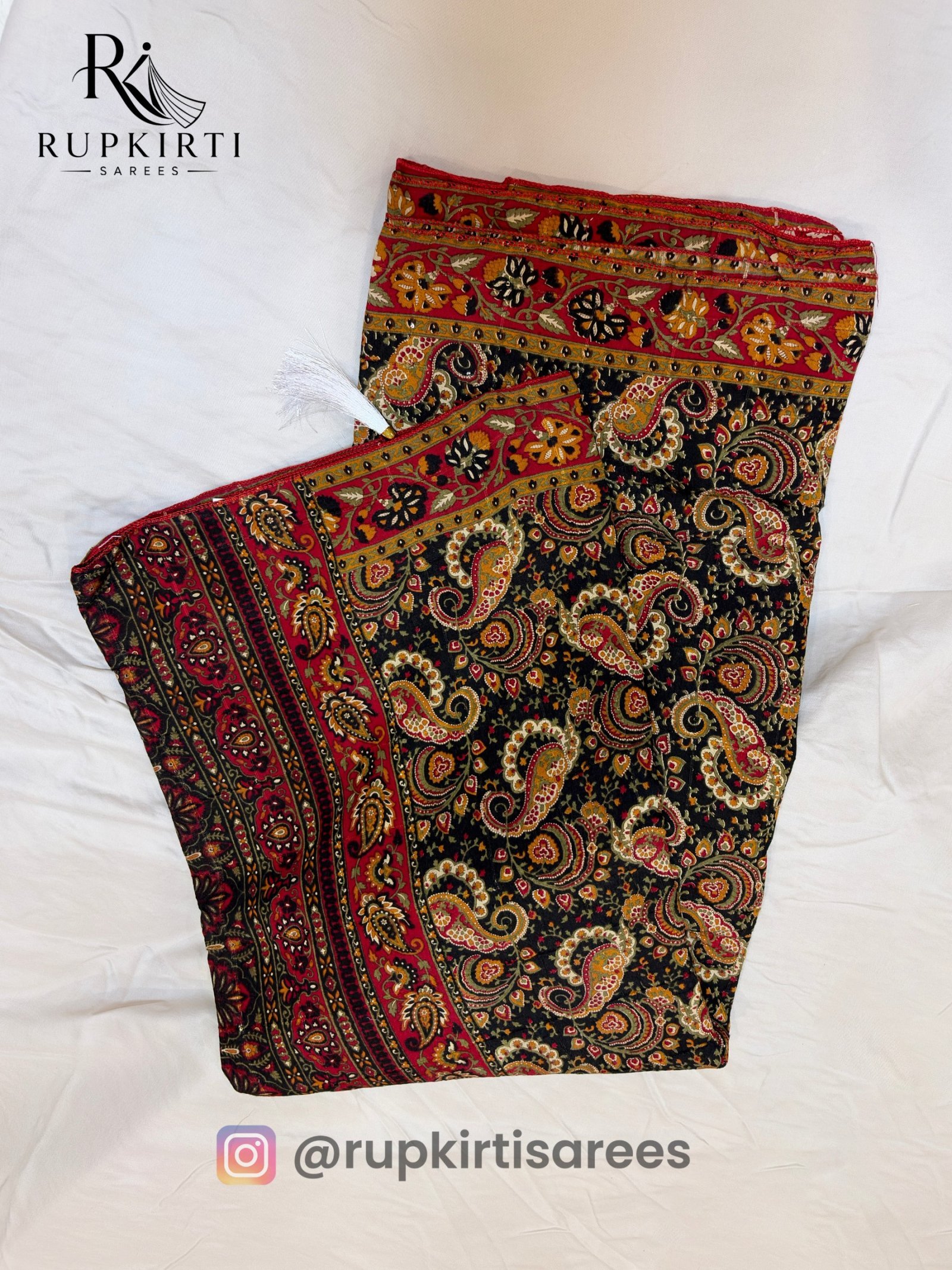 Ajrakh Mirror Work Saree — photo 3