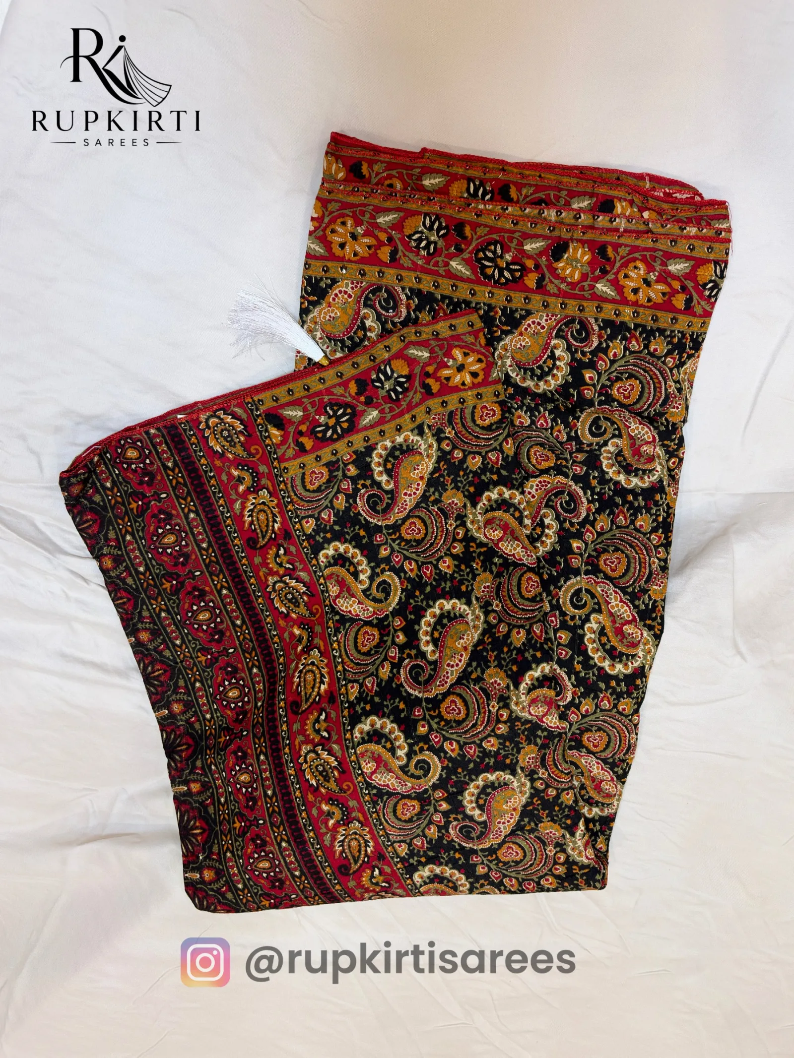 Ajrakh Mirror Work Saree