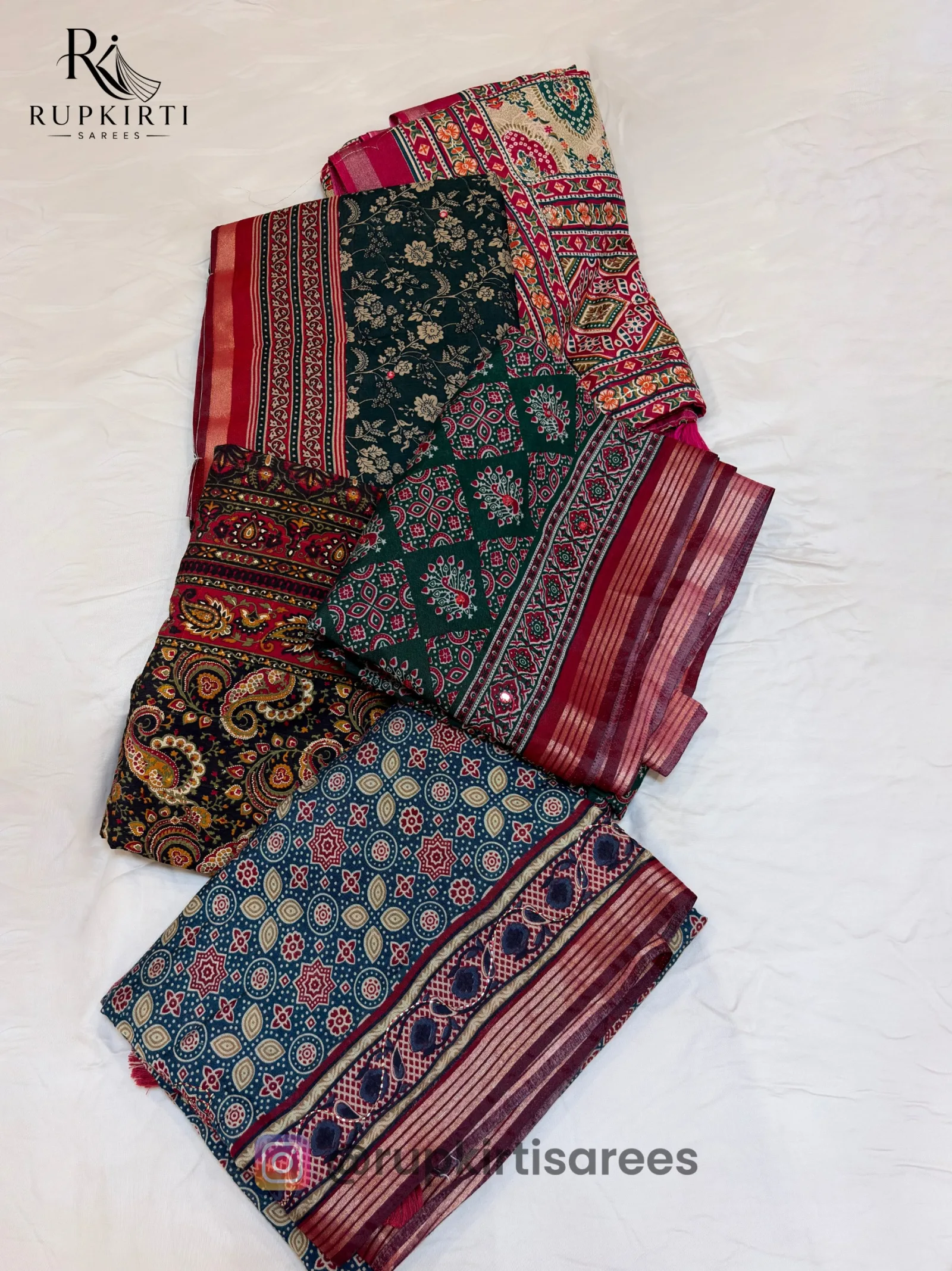 Ajrakh Mirror Work Saree