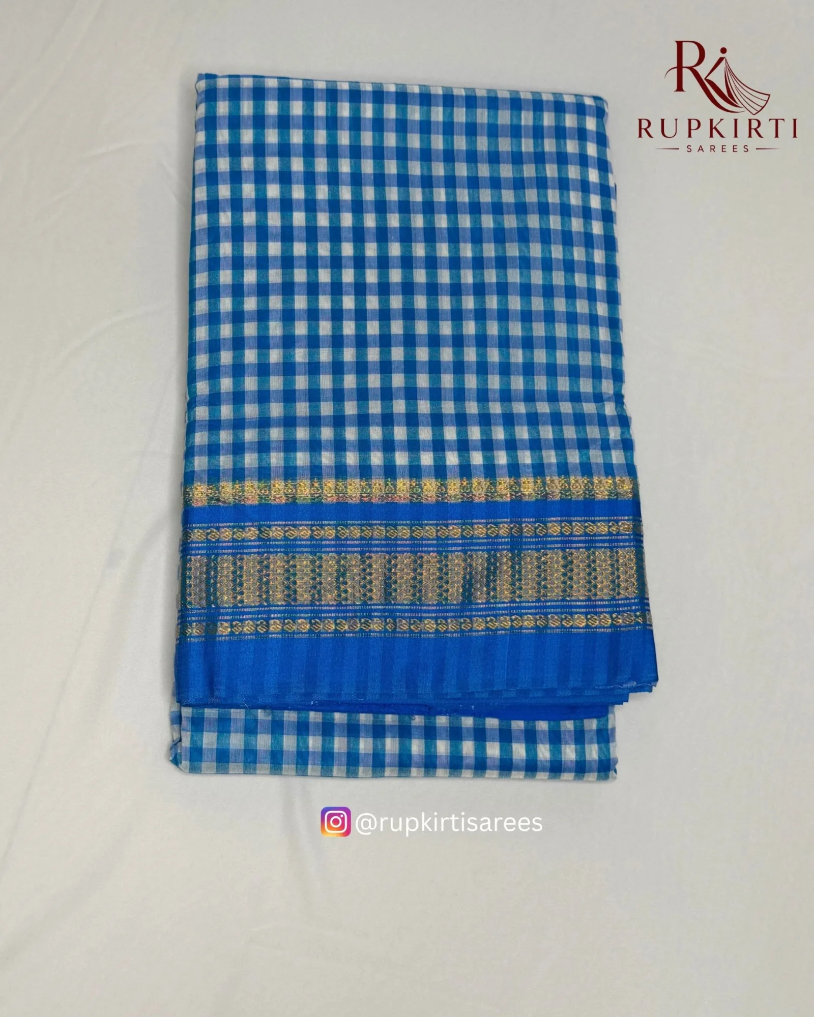 Ilkal Small Check Cotton Silk Saree