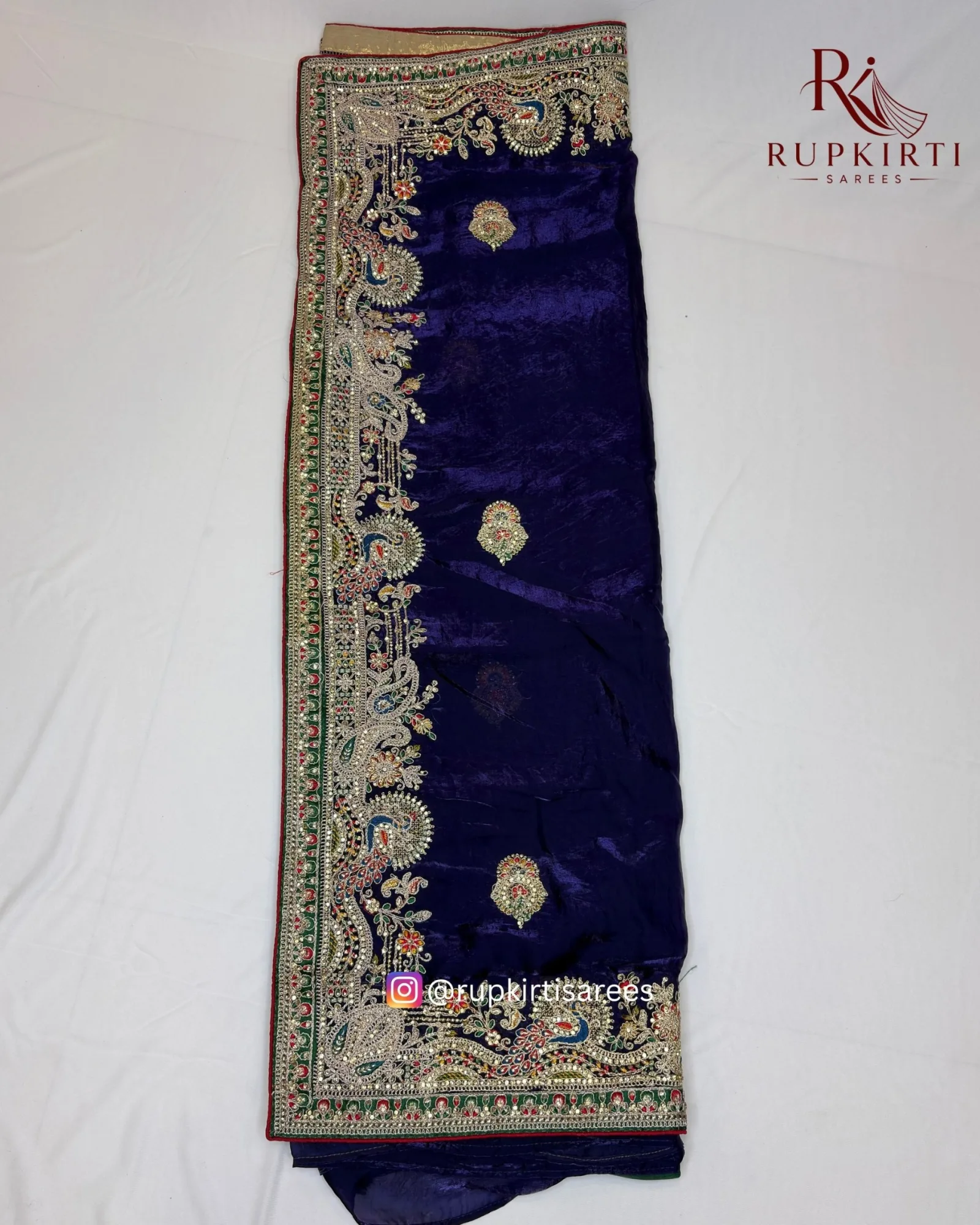 Heavy Work Purple Saree