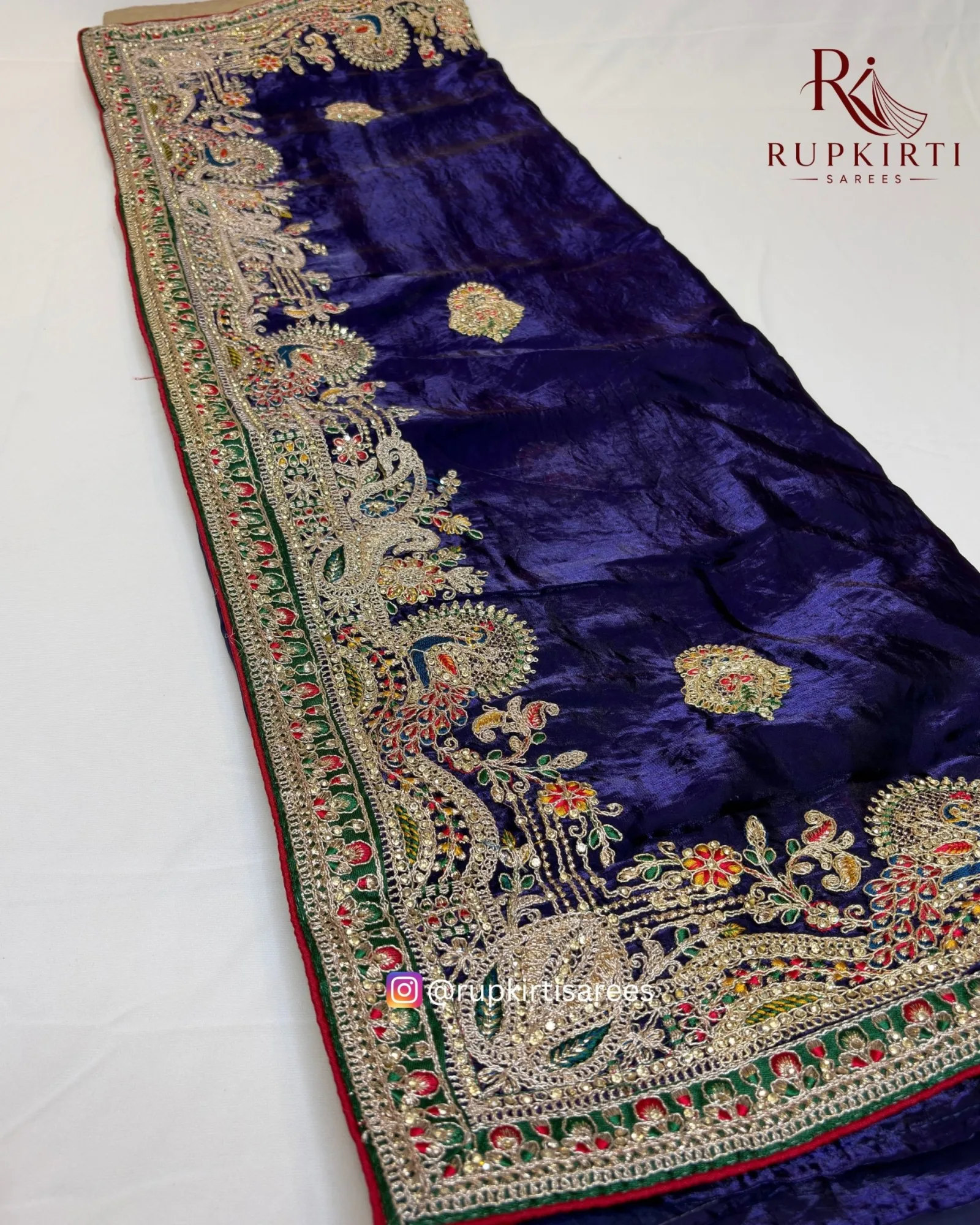 Heavy Work Purple Saree
