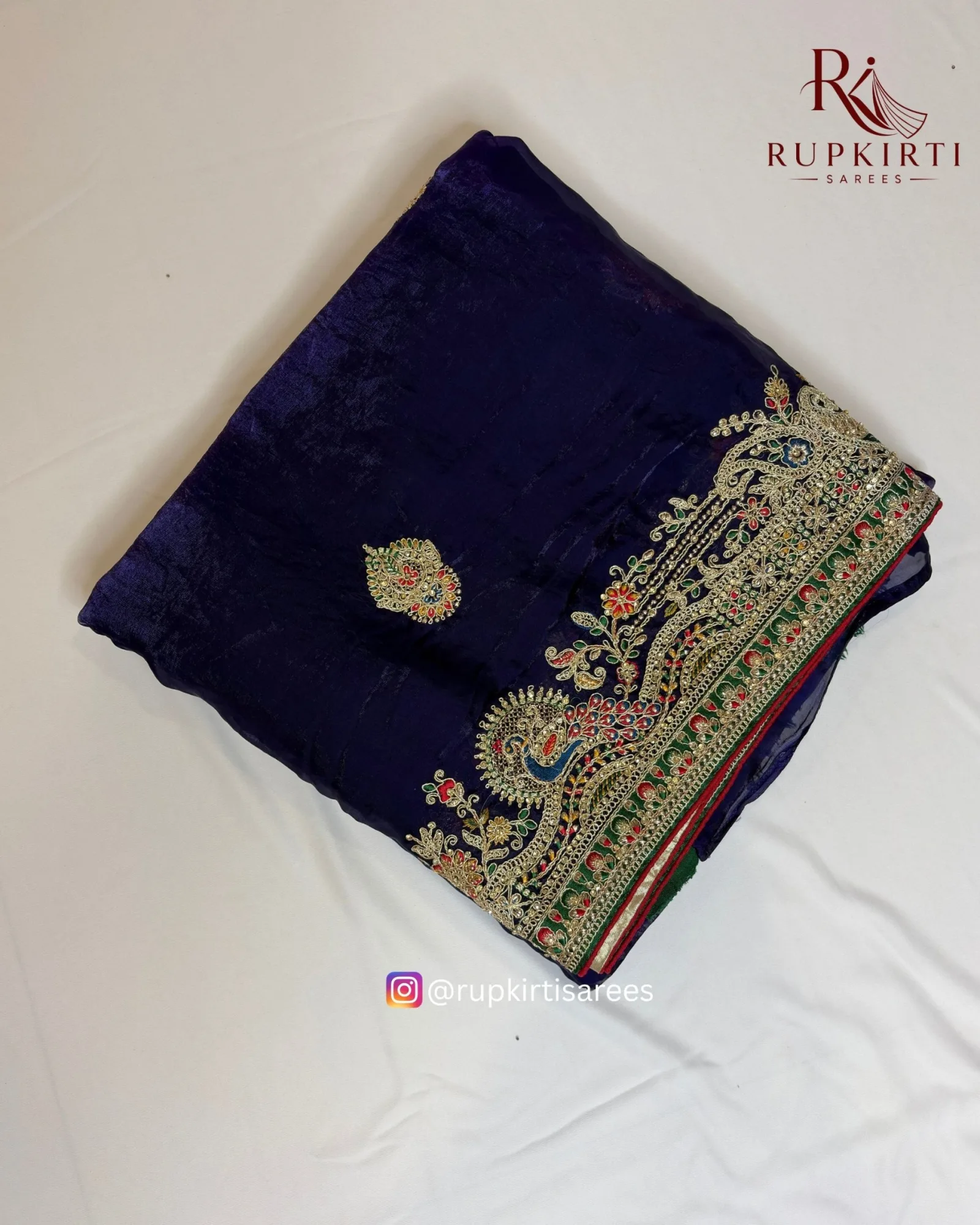 Heavy Work Purple Saree