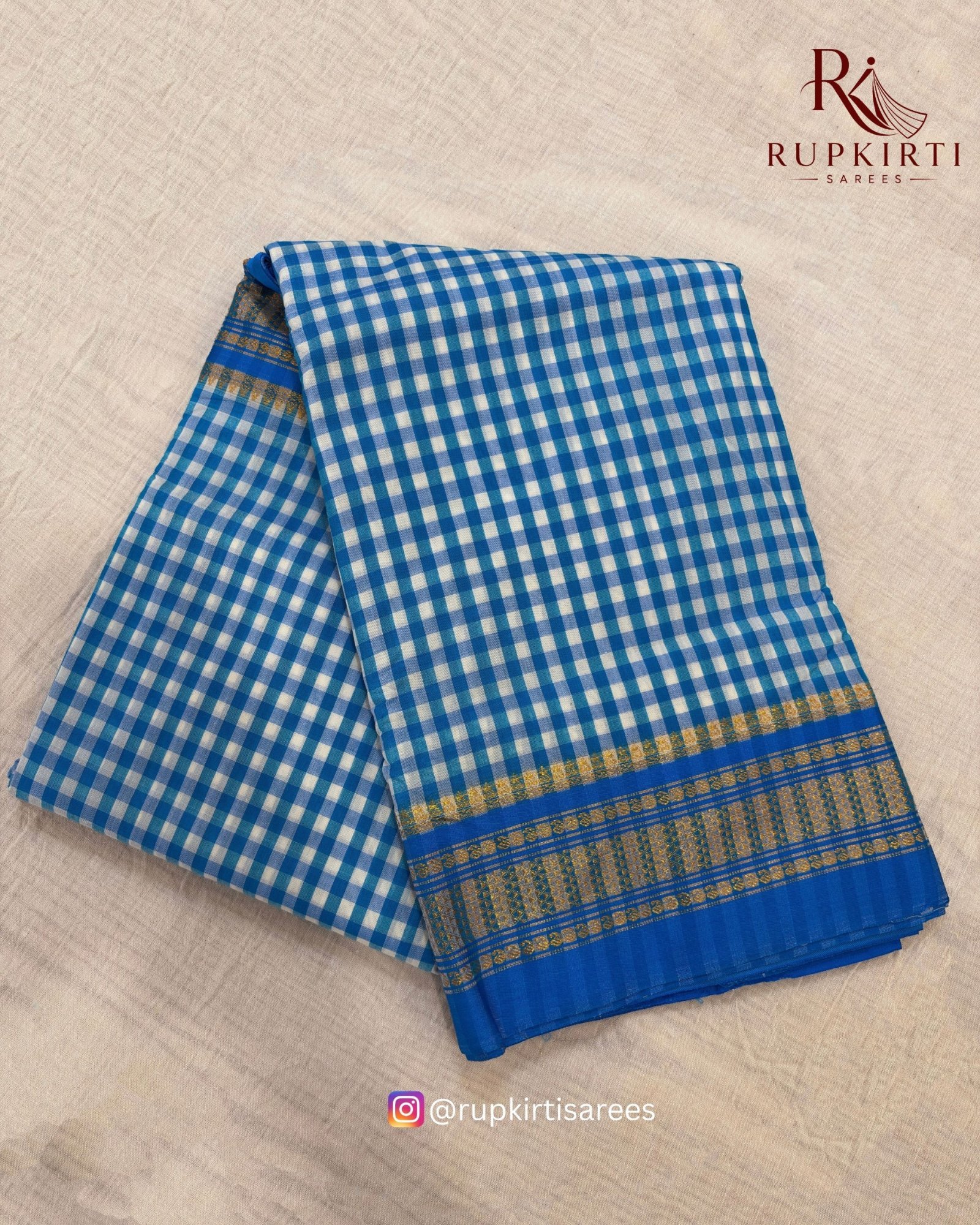 Ilkal Small Check Cotton Silk Saree — photo 13