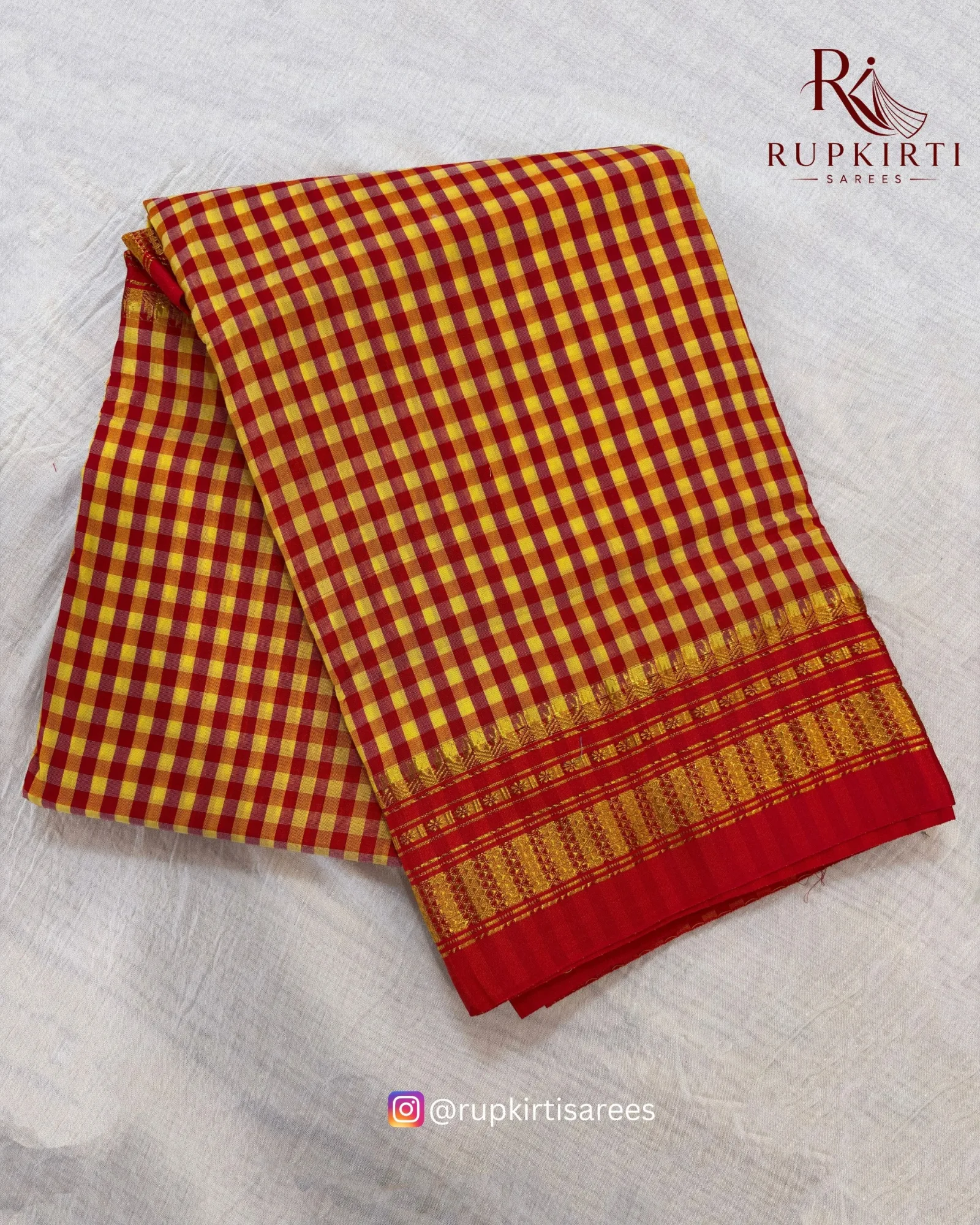 Ilkal Small Check Cotton Silk Saree