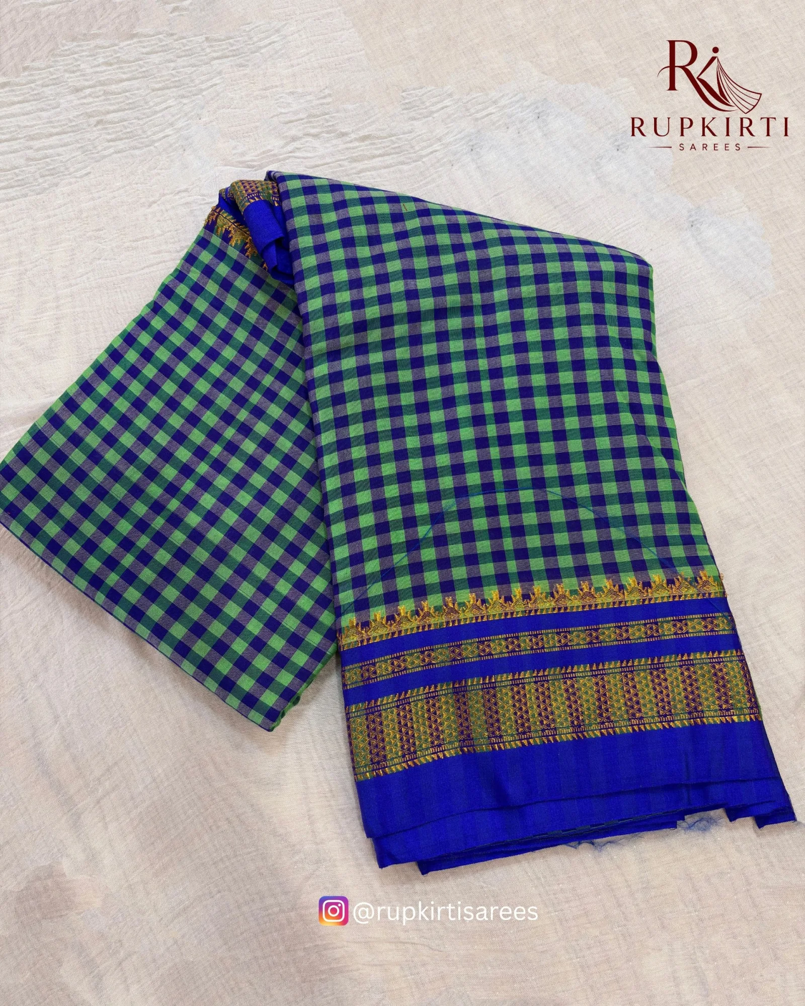 Ilkal Small Check Cotton Silk Saree