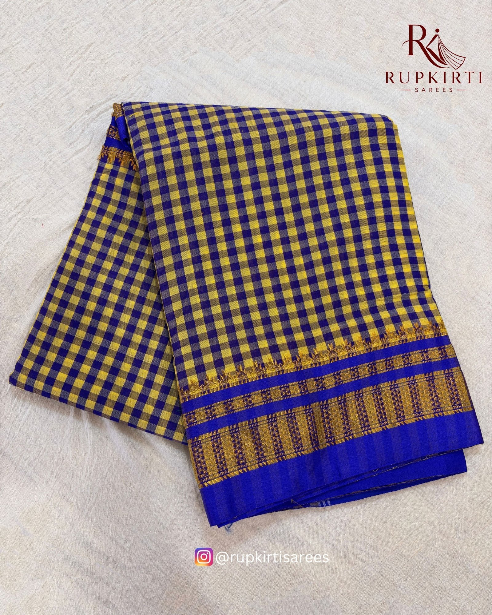Ilkal Small Check Cotton Silk Saree — photo 11