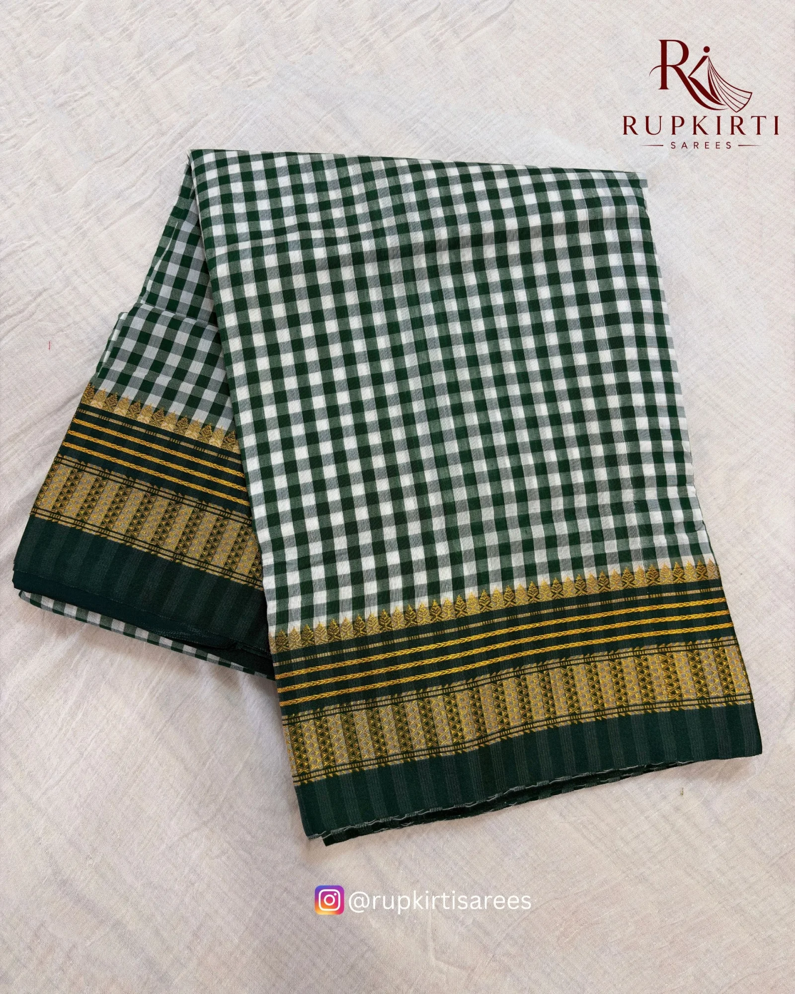 Ilkal Small Check Cotton Silk Saree