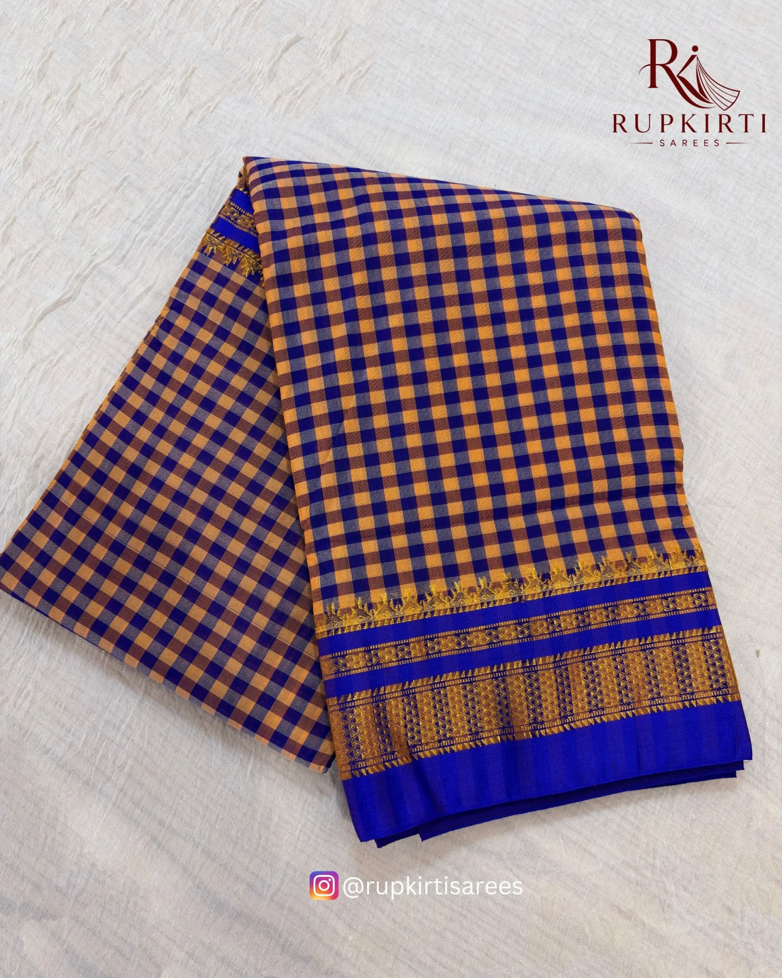 Ilkal Small Check Cotton Silk Saree